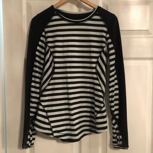 lululemon athletica Black and White Striped Long Sleeve Tee